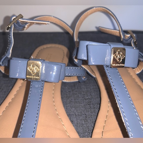 Blue & Tan BCBG Gladiator Strap Flat Sandals - Picture 4 of 5